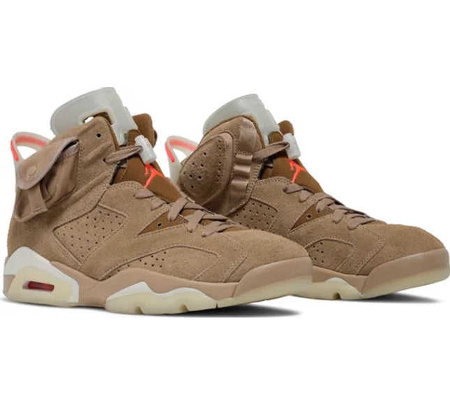 Nike Mens Travis Scott x Air Jordan 6 Retro Sneakers - 'British Khaki'