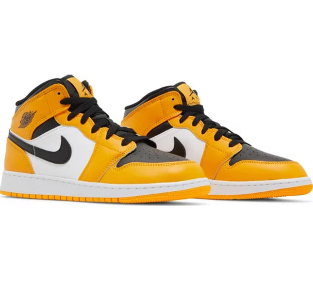 Nike Grade School Womens Air Jordan 1 Mid Sneakers - 'Reverse Yellow Toe'