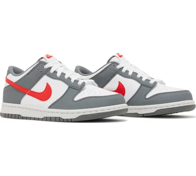 Nike Grade School Womens Dunk Low Next Nature Sneakers - 'Smoke Grey Light Crimson'