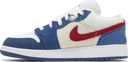 Nike Grade School Womens Air Jordan 1 Low SE Sneakers - 'Patchwork - French Blue'
