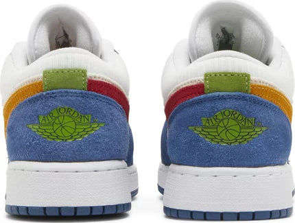 Nike Grade School Womens Air Jordan 1 Low SE Sneakers - 'Patchwork - French Blue'