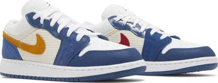 Nike Grade School Womens Air Jordan 1 Low SE Sneakers - 'Patchwork - French Blue'