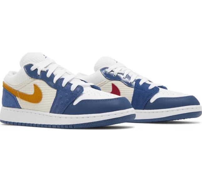 Nike Grade School Womens Air Jordan 1 Low SE Sneakers - 'Patchwork - French Blue'