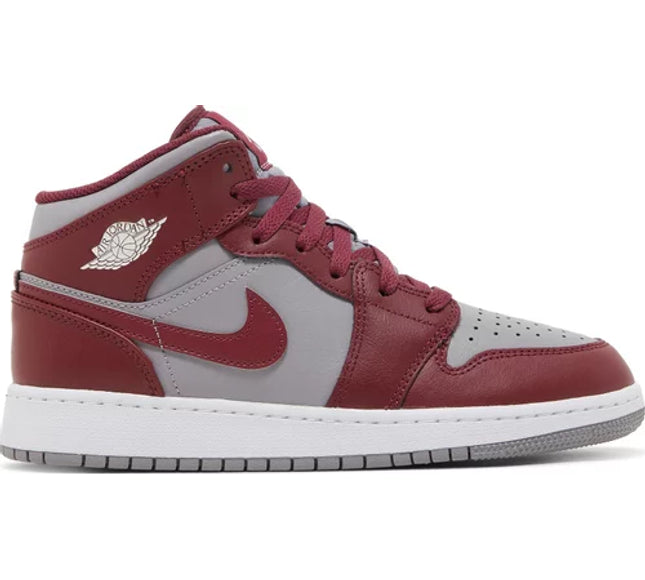 Nike Grade School Womens Air Jordan 1 Mid Sneakers - 'Cherrywood Red'
