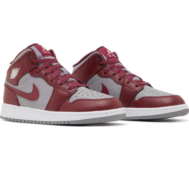 Nike Grade School Womens Air Jordan 1 Mid Sneakers - 'Cherrywood Red'