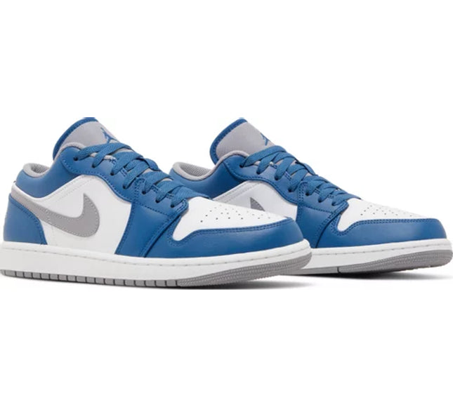 Nike Mens Air Jordan 1 Low Sneakers - 'True Blue Cement'