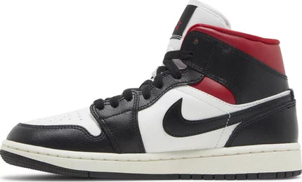 Nike Womens Air Jordan 1 Mid Sneakers - 'Black Sail Gym Red'