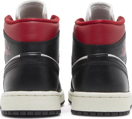Nike Womens Air Jordan 1 Mid Sneakers - 'Black Sail Gym Red'