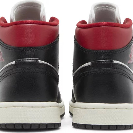 Nike Womens Air Jordan 1 Mid Sneakers - 'Black Sail Gym Red'