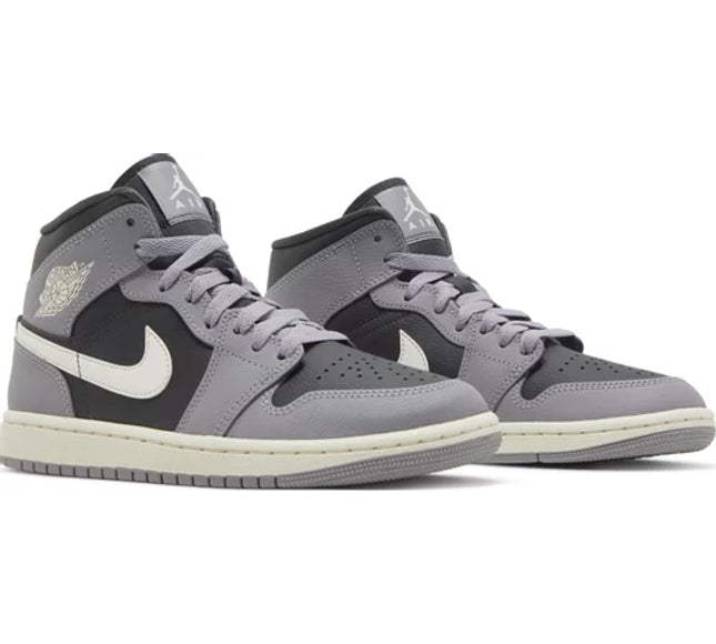 Nike Womens Air Jordan 1 Mid Sneakers - 'Cement Grey'