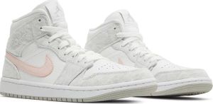 Nike Womens Air Jordan 1 Mid SE Sneakers - 'White Light Iron Ore'