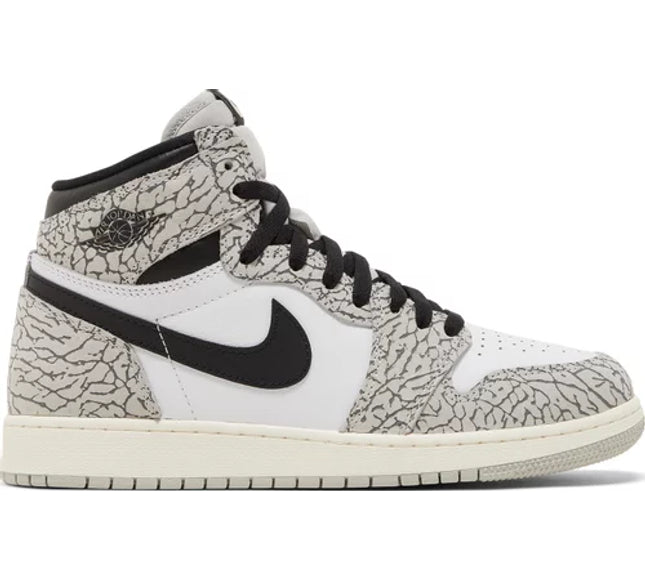 Nike Grade School Womens Air Jordan 1 Retro High OG Sneakers - 'White Cement'