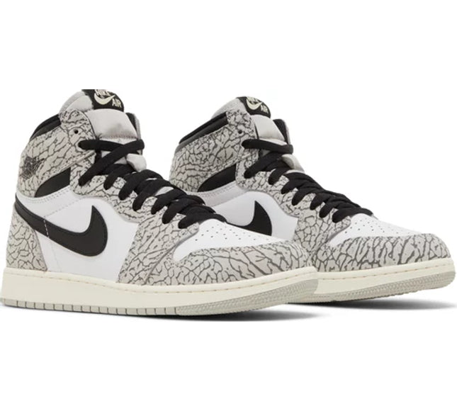 Nike Grade School Womens Air Jordan 1 Retro High OG Sneakers - 'White Cement'