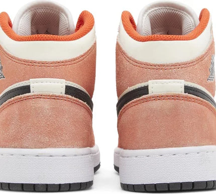 Nike Grade School Womens Air Jordan 1 Mid SE Sneakers - 'Orange Suede'