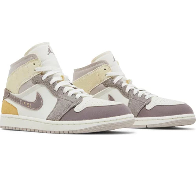 Nike Mens Air Jordan 1 Mid SE Craft Sneakers - 'Inside Out - Taupe Haze'