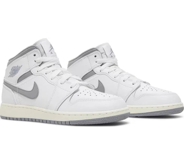 Nike Grade School Womens Air Jordan 1 Mid Sneakers - 'Vintage Grey'