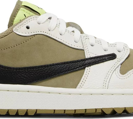 Nike Mens Travis Scott x Air Jordan 1 Low Golf Sneakers - 'Neutral Olive'