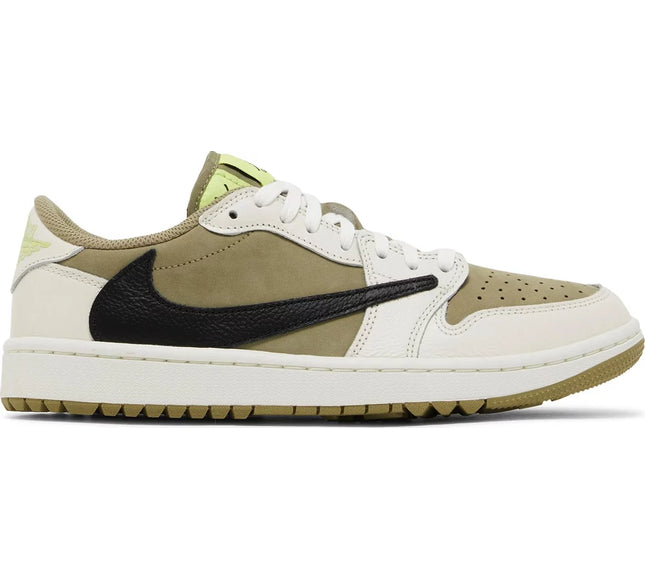 Nike Mens Travis Scott x Air Jordan 1 Low Golf Sneakers - 'Neutral Olive'