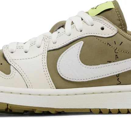 Nike Mens Travis Scott x Air Jordan 1 Low Golf Sneakers - 'Neutral Olive'