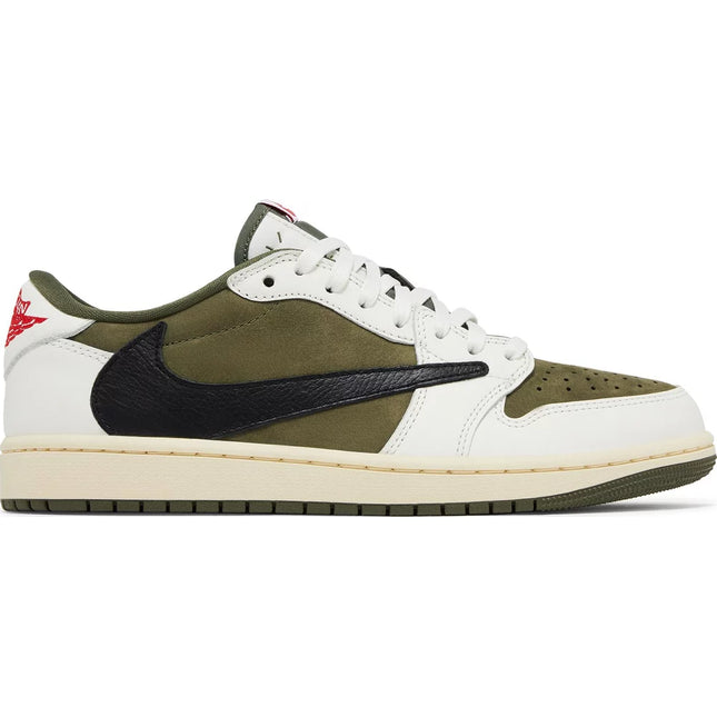 Nike Mens Travis Scott x Air Jordan 1 Retro Low OG SP Sneakers - 'Reverse Olive / Medium Olive'
