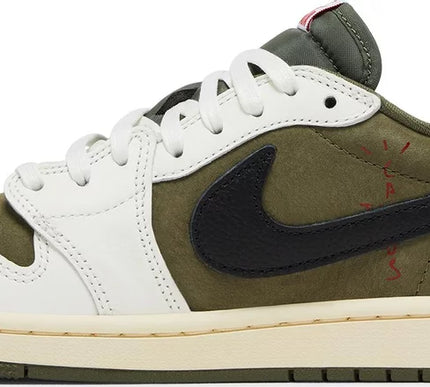 Nike Mens Travis Scott x Air Jordan 1 Retro Low OG SP Sneakers - 'Reverse Olive / Medium Olive'