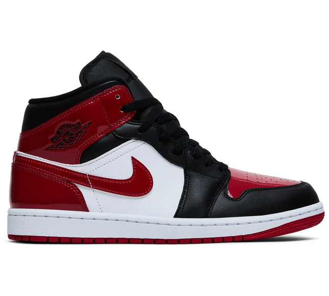 Nike Mens Air Jordan 1 Mid 'Patent Bred Toe'