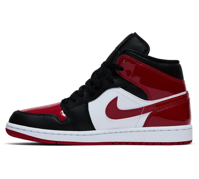 Nike Mens Air Jordan 1 Mid 'Patent Bred Toe'