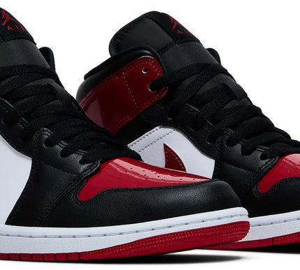 Nike Mens Air Jordan 1 Mid 'Patent Bred Toe'