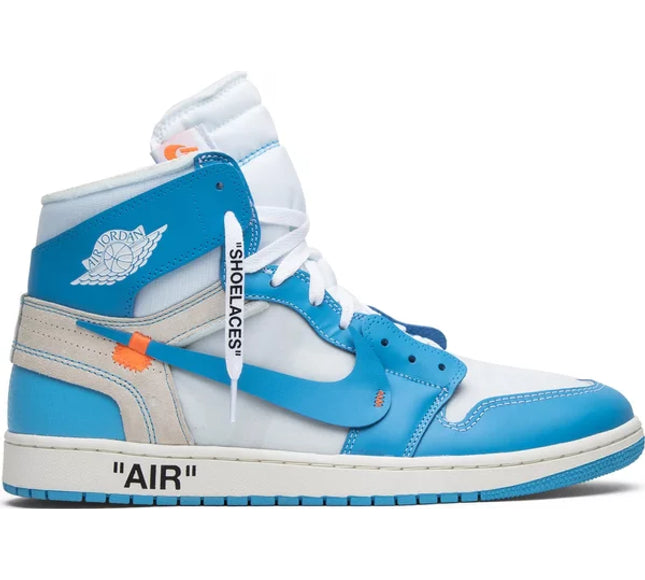 Nike Mens Off-White x Air Jordan 1 Retro High OG Sneakers - 'UNC'