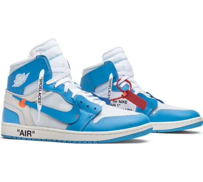 Nike Mens Off-White x Air Jordan 1 Retro High OG Sneakers - 'UNC'