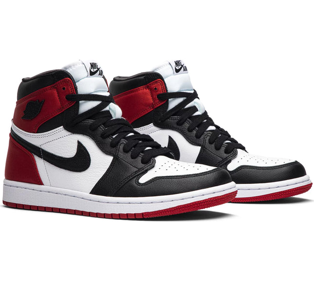 Nike Womens Air Jordan 1 Retro High Sneakers - 'Satin Black Toe'