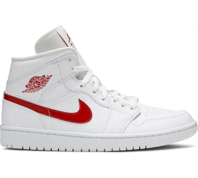Nike Womens Air Jordan 1 Mid Sneakers - 'White University Red'