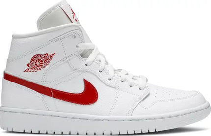 Nike Womens Air Jordan 1 Mid Sneakers - 'White University Red'
