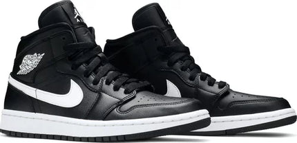 Nike Womens Air Jordan 1 Mid Sneakers - 'Black White'