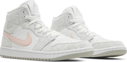 Nike Womens Air Jordan 1 Mid SE Sneakers - 'White Light Iron Ore'
