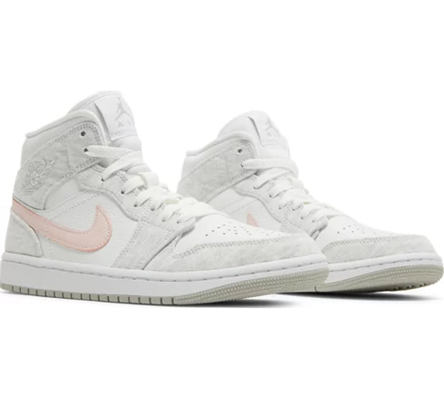 Nike Womens Air Jordan 1 Mid SE Sneakers - 'White Light Iron Ore'