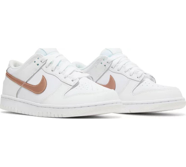 Nike Grade School Womens Dunk Low Sneakers - 'White Metallic Red Bronze'