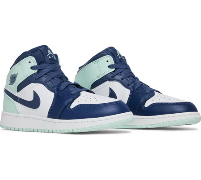 Nike Grade School Womens Air Jordan 1 Mid Sneakers - 'Blue Mint'
