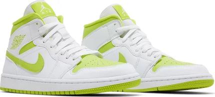 Nike Womens Air Jordan 1 Mid Sneakers - 'White Lime'