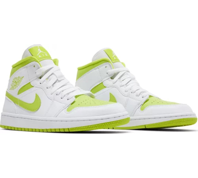 Nike Womens Air Jordan 1 Mid Sneakers - 'White Lime'