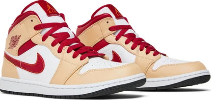 Nike Mens Air Jordan 1 Mid Sneakers - 'Light Curry Cardinal Red'