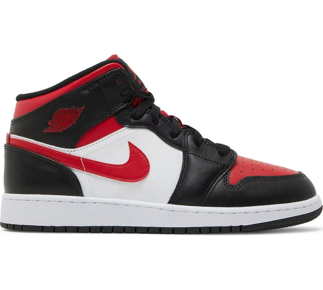 Nike Grade School Womens Air Jordan 1 Mid Sneakers - 'Bred Toe'