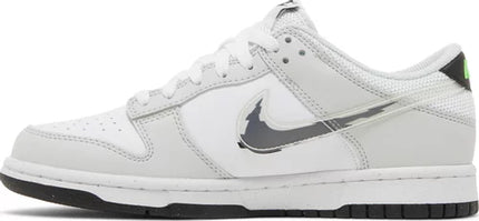 Nike Grade School Womens Dunk Low Sneakers - 'Glitch Swoosh White Grey'