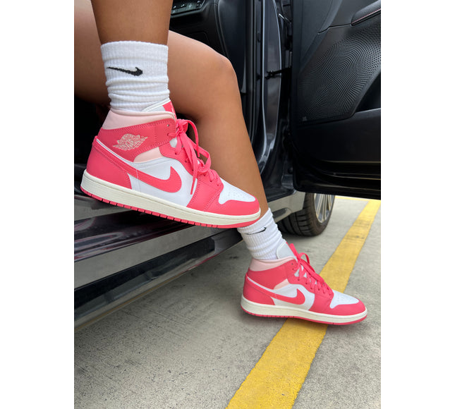 Nike Womens Air Jordan 1 Mid Sneakers - 'Strawberries and Cream'