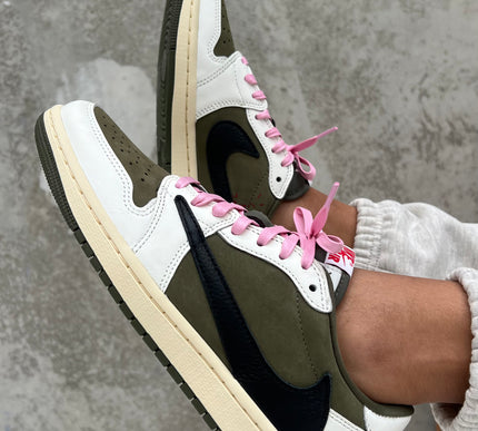 Nike Mens Travis Scott x Air Jordan 1 Retro Low OG SP Sneakers - 'Reverse Olive / Medium Olive'