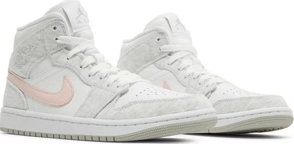 Nike Womens Air Jordan 1 Mid SE Sneakers - 'White Light Iron Ore'