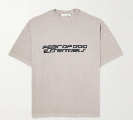 FEAR OF GOD ESSENTIALS 90s Oversized Logo-Print Cotton-Jersey T-Shirt - Gray