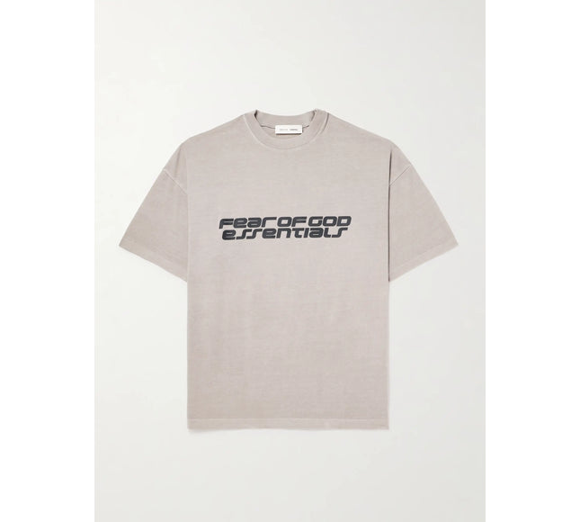 FEAR OF GOD ESSENTIALS 90s Oversized Logo-Print Cotton-Jersey T-Shirt - Gray