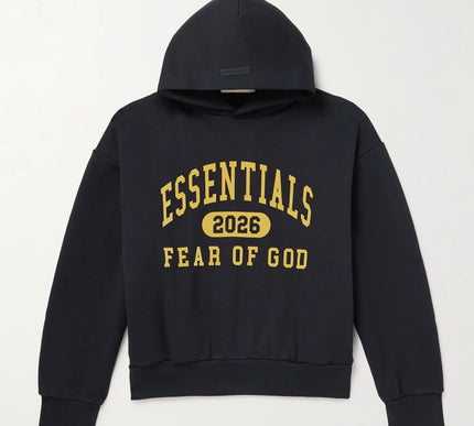 FEAR OF GOD ESSENTIALS Logo-Print Cotton-Blend Jersey Hoodie - Black