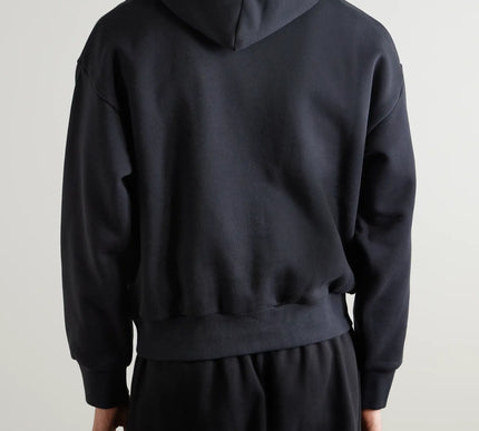 FEAR OF GOD ESSENTIALS Logo-Print Cotton-Blend Jersey Hoodie - Black
